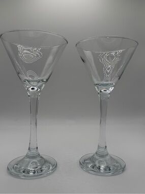 Vintage Grey Goose Clear Glass Martini Glasses - Set of 2